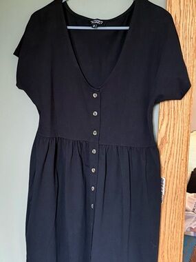 Known Supply Black Button-Front Dress